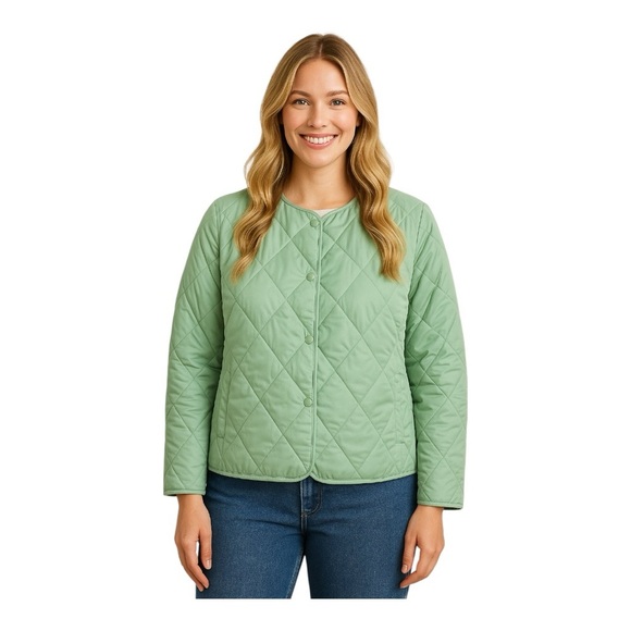 BRITT Quilted Light Green Jacket – Size M - Picture 2 of 3